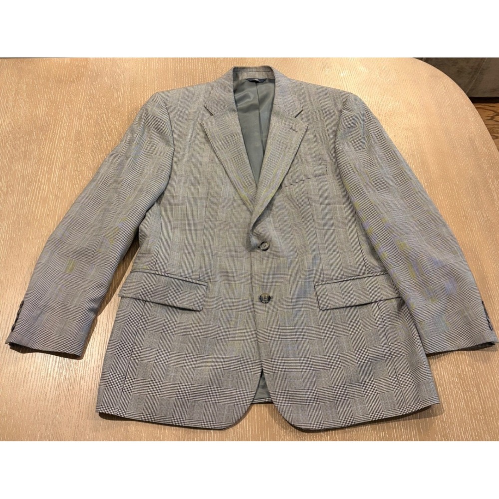 Brooks Brothers 346 Mens 40R  Grey Glen Plaid Wool Cashmere Blazer Sport Coat